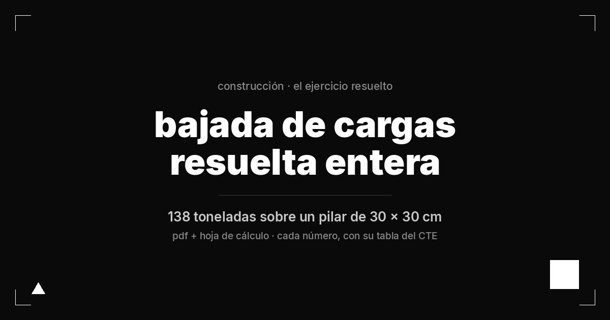 Ejercicio resuelto de bajada de cargas: 138 toneladas sobre un pilar de 30 × 30 cm en un edificio de viviendas de cinco plantas